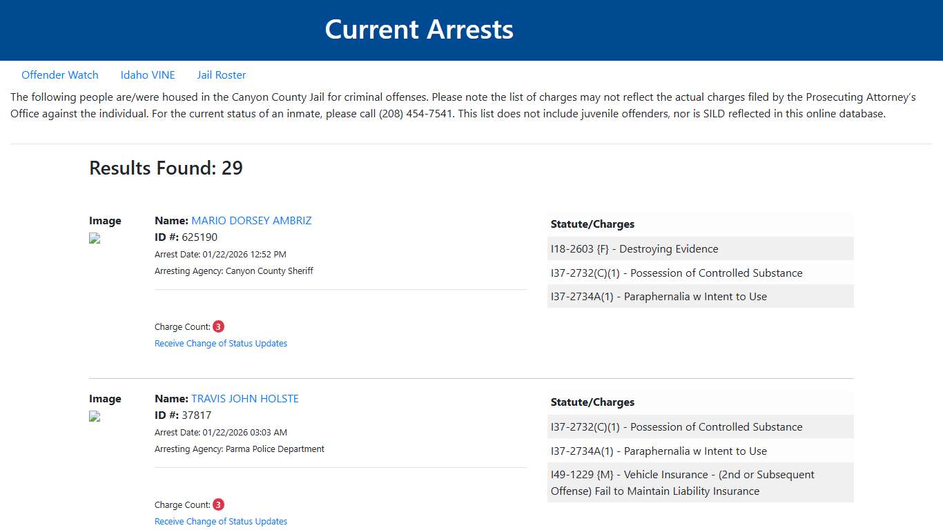 Current Arrests
