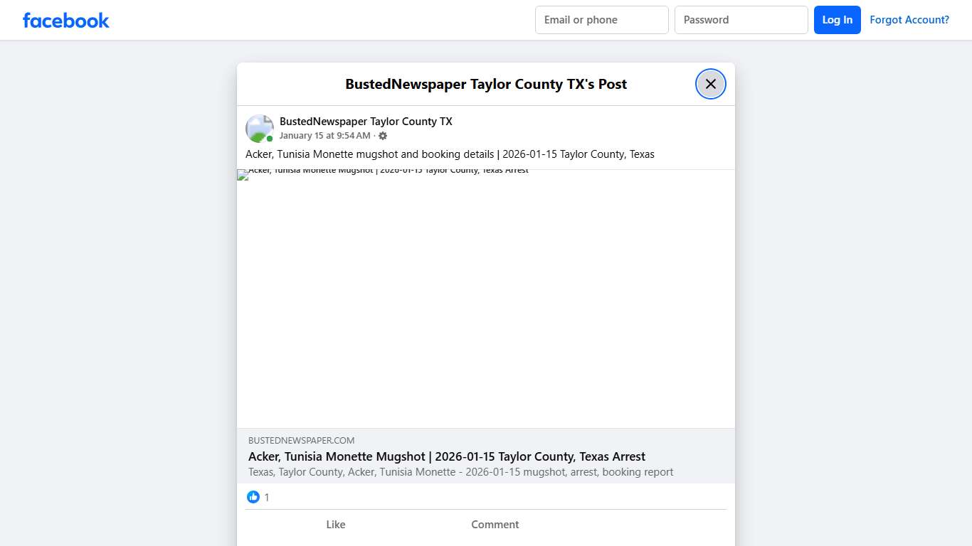 Acker, Tunisia Monette... - BustedNewspaper Taylor County TX Facebook
